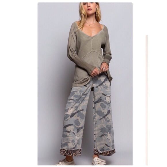 POL Grey Camo Jeans with Leopard Trim - Picture 14 of 15